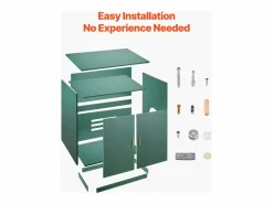 Online Mueble para Caja de Arena SucceBuy Gato Armario Esconder Casa de Baño de Gato Doble Puerta, Nicho Esconder-arena Madera con Agujeros, 80 x 50 x 79 cm Higiene Y Cuidado De Mascotas