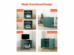 Online Mueble para Caja de Arena SucceBuy Gato Armario Esconder Casa de Baño de Gato Doble Puerta, Nicho Esconder-arena Madera con Agujeros, 80 x 50 x 79 cm Higiene Y Cuidado De Mascotas