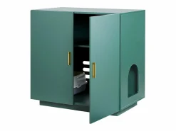 Online Mueble para Caja de Arena SucceBuy Gato Armario Esconder Casa de Baño de Gato Doble Puerta, Nicho Esconder-arena Madera con Agujeros, 80 x 50 x 79 cm Higiene Y Cuidado De Mascotas