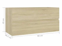 Outlet Mueble para fregadero de roble Sonoma de 90 x 38,5 x 45 cm de madera de ingeniería Marru00f3n