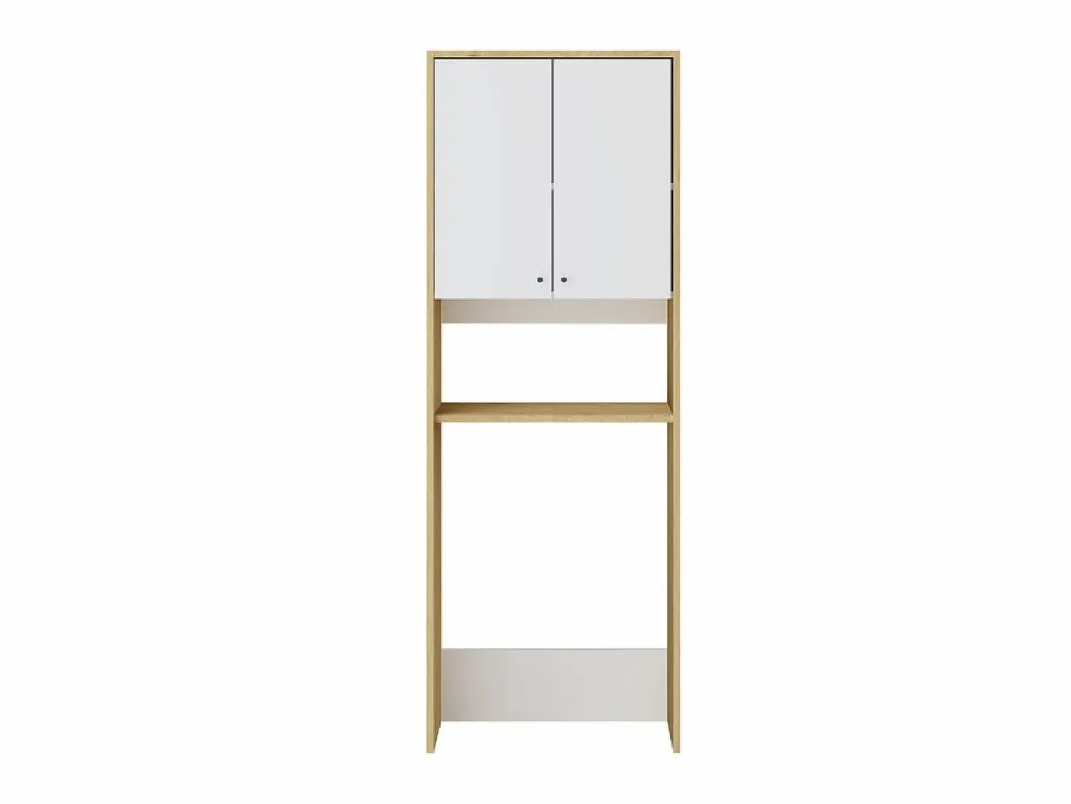 Discount Vente-unique Mueble para lavadora 2 puertas - L65 x Alt. 180 cm - Blanco y natural claro - WORIKA Color natural claro / Blanco