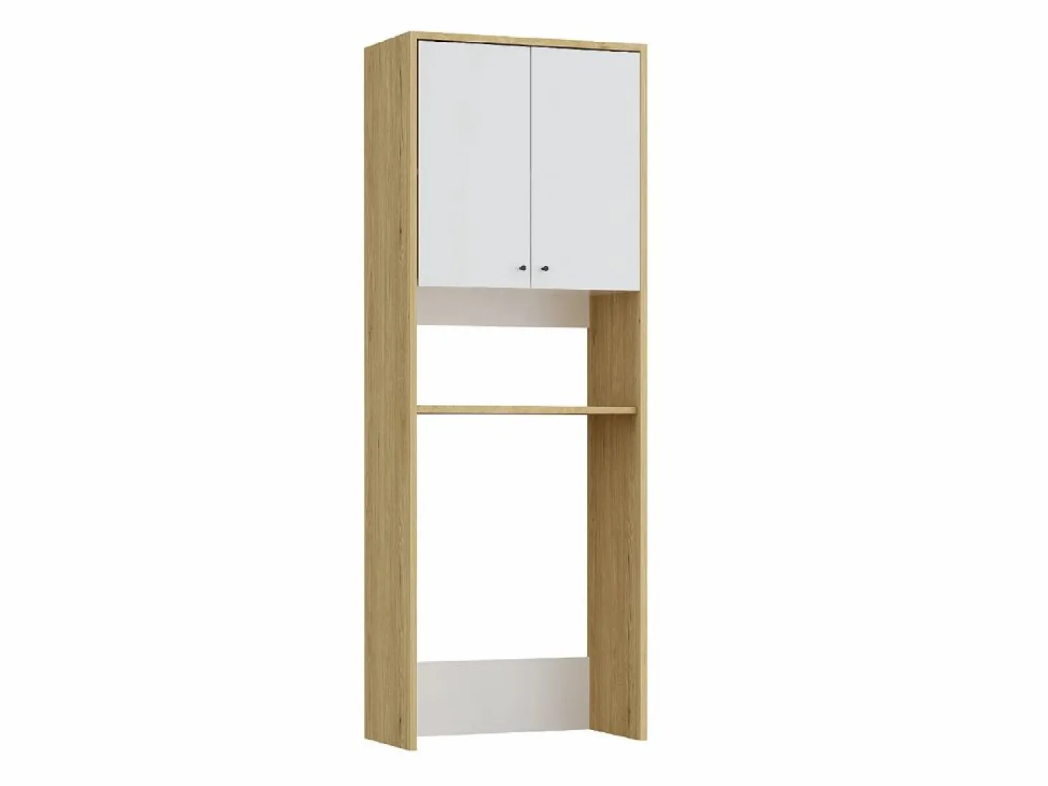 Discount Vente-unique Mueble para lavadora 2 puertas - L65 x Alt. 180 cm - Blanco y natural claro - WORIKA Color natural claro / Blanco