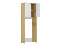 Discount Vente-unique Mueble para lavadora 2 puertas - L65 x Alt. 180 cm - Blanco y natural claro - WORIKA Color natural claro / Blanco