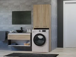 Best Mueble para lavadora, 30 x 64 x 180 cm, roble Sonoma Marru00f3n