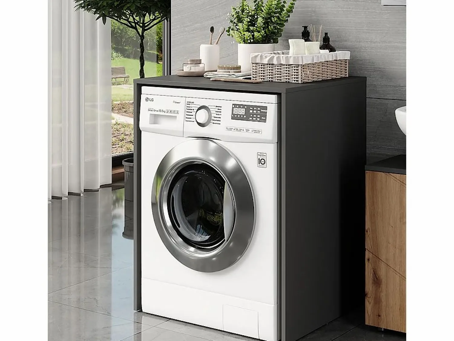 Mueble para lavadora antracita 68x60.1x88.5 irma Mueble Para Lavadora