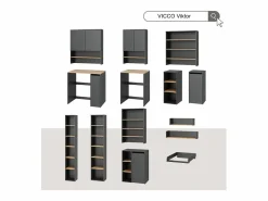Hot Vicco Mueble para lavadora antracita/roble dorado 93.6x60.3x88.2 viktor Gris antracita
