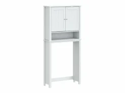 New vidaxl Mueble para lavadora BERG madera maciza 76x27x164,5 cm Blanco