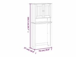 New vidaxl Mueble para lavadora BERG madera maciza 76x27x164,5 cm Blanco