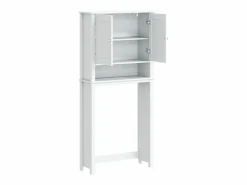 New vidaxl Mueble para lavadora BERG madera maciza 76x27x164,5 cm Blanco