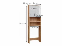Outlet Vicco Mueble para lavadora blanco brillo intenso/roble dorado 64x26x190.5 irma Color natural oscuro