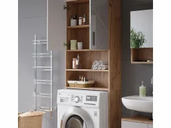 Outlet Vicco Mueble para lavadora blanco brillo intenso/roble dorado 64x26x190.5 irma Color natural oscuro