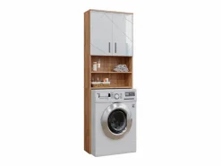 Outlet Vicco Mueble para lavadora blanco brillo intenso/roble dorado 64x26x190.5 irma Color natural oscuro
