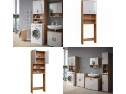 Outlet Vicco Mueble para lavadora blanco brillo intenso/roble dorado 64x26x190.5 irma Color natural oscuro