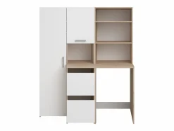 Discount Vente-unique Mueble para lavadora con almacenamiento - Natural claro y blanco - L156 x Alt. 184 cm - ERKANO Color natural claro / Blanco