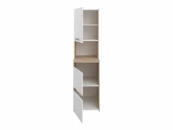 New Mueble para lavadora con almacenamiento - Natural claro y blanco - L111,8 x Alt. 184 cm - ERKANO Mueble Para Lavadora