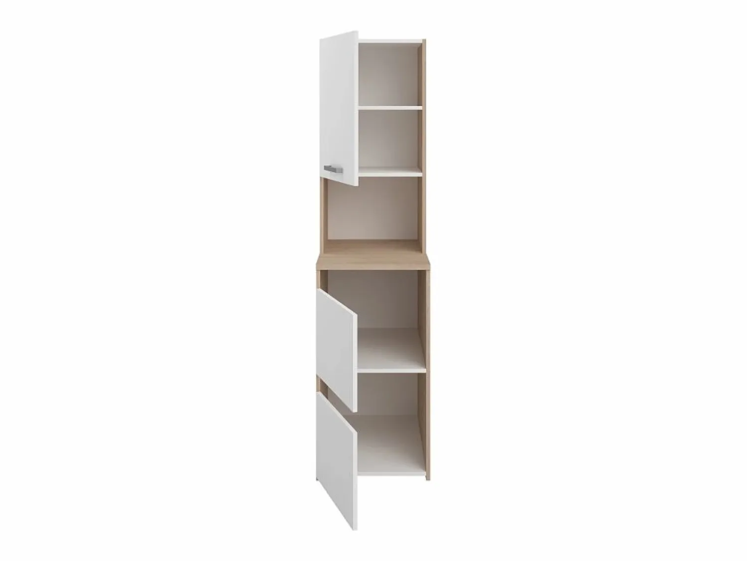 New Mueble para lavadora con almacenamiento - Natural claro y blanco - L111,8 x Alt. 184 cm - ERKANO Mueble Para Lavadora