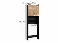 New Mueble para lavadora oro power roble/antracita 64x26x190.5 irma Mueble Para Lavadora