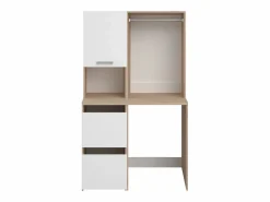Vente-unique Mueble para lavadora, perchero y estante, natural claro & blanco, L111 x Alt. 184 cm, ERKANO