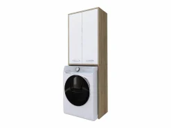 Mueble para lavadora, roble Sonoma, blanco mate, 31 x 64 x 180 cm