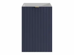Best Vente-unique Mueble para lavamanos rayado - Blanco y puerta reversible azul - H60 x L40 x P22 - VAHIRA Azul / Blanco