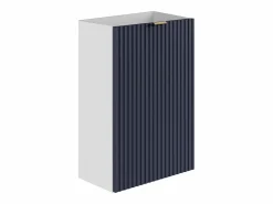 Best Vente-unique Mueble para lavamanos rayado - Blanco y puerta reversible azul - H60 x L40 x P22 - VAHIRA Azul / Blanco