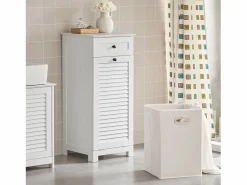 Sobuy Mueble para Ropa Sucia Armario Multifuncional para Baño con 1 Cesto y 1 Cajón 40 x 38 x 90 BZR73-W ES