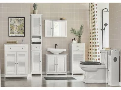 Sobuy Mueble para Ropa Sucia Armario Multifuncional para Baño con 1 Cesto y 1 Cajón 40 x 38 x 90 BZR73-W ES