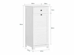 Sobuy Mueble para Ropa Sucia Armario Multifuncional para Baño con 1 Cesto y 1 Cajón 40 x 38 x 90 BZR73-W ES