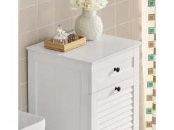 Sobuy Mueble para Ropa Sucia Armario Multifuncional para Baño con 1 Cesto y 1 Cajón 40 x 38 x 90 BZR73-W ES