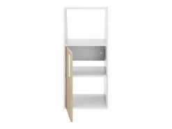 Discount Mueble para techo abuhardillado con 1 puerta y 1 estante blanco y natural - ADEZIO Armario Para Buhardilla|Mueble De Almacenaje