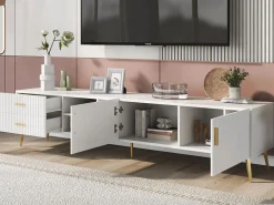 Merax Mueble para TV con 2 puertas, 2 cajones y 2 nichos - MDF - patas de metal -