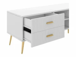 Merax Mueble para TV con 2 puertas, 2 cajones y 2 nichos - MDF - patas de metal -