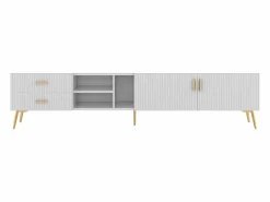 Merax Mueble para TV con 2 puertas, 2 cajones y 2 nichos - MDF - patas de metal -