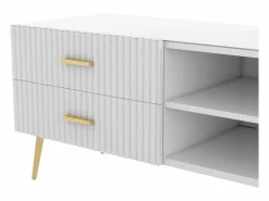 Merax Mueble para TV con 2 puertas, 2 cajones y 2 nichos - MDF - patas de metal -