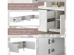 Merax Mueble para TV con 2 puertas, 2 cajones y 2 nichos - MDF - patas de metal -