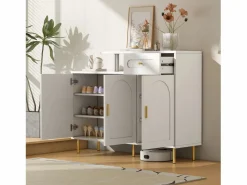 Outlet Mueble para zapatos 120 x 35 x 92 cm - 1 cajón + 3 puertas - patas de metal - Zapatero|Mueble De Almacenaje