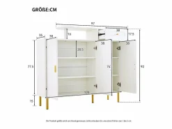 Outlet Mueble para zapatos 120 x 35 x 92 cm - 1 cajón + 3 puertas - patas de metal - Zapatero|Mueble De Almacenaje