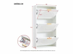 ModernLuxe Mueble para zapatos moderno 60x24x114 cm - con 3 puertas abatibles -