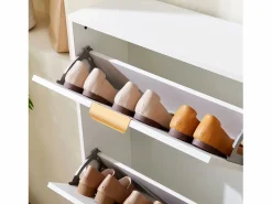 ModernLuxe Mueble para zapatos moderno 60x24x114 cm - con 3 puertas abatibles -