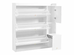 Best Mueble para zapatos multifuncional 119x24x122 cm - con 3 cajones plegables - con banco plegable - con una puerta - Zapatero|Mueble De Almacenaje
