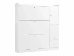 Best Mueble para zapatos multifuncional 119x24x122 cm - con 3 cajones plegables - con banco plegable - con una puerta - Zapatero|Mueble De Almacenaje