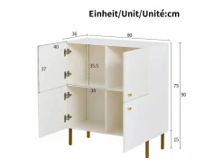 ModernLuxe Mueble para zapatos 80x36x90cm - 4 puertas - Patas de metal - MDF -