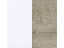New duehome Mueble recibidor con 1 cajón y espejo en blanco mate y roble alaska 95 cm Derek Blanco Artik (Blanco Mate) – Roble Alaska Gris