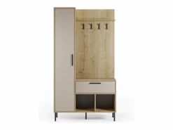 Outlet duehome Mueble recibidor con perchero Vesta Roble Beige Gris
