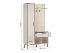 Outlet duehome Mueble recibidor con perchero Vesta Roble Beige Gris