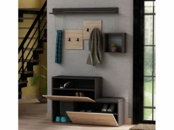 Concept-Usine Mueble recibidor de diseño madera y gris INGA