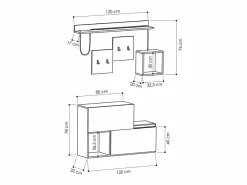 Concept-Usine Mueble recibidor de diseño madera y gris INGA
