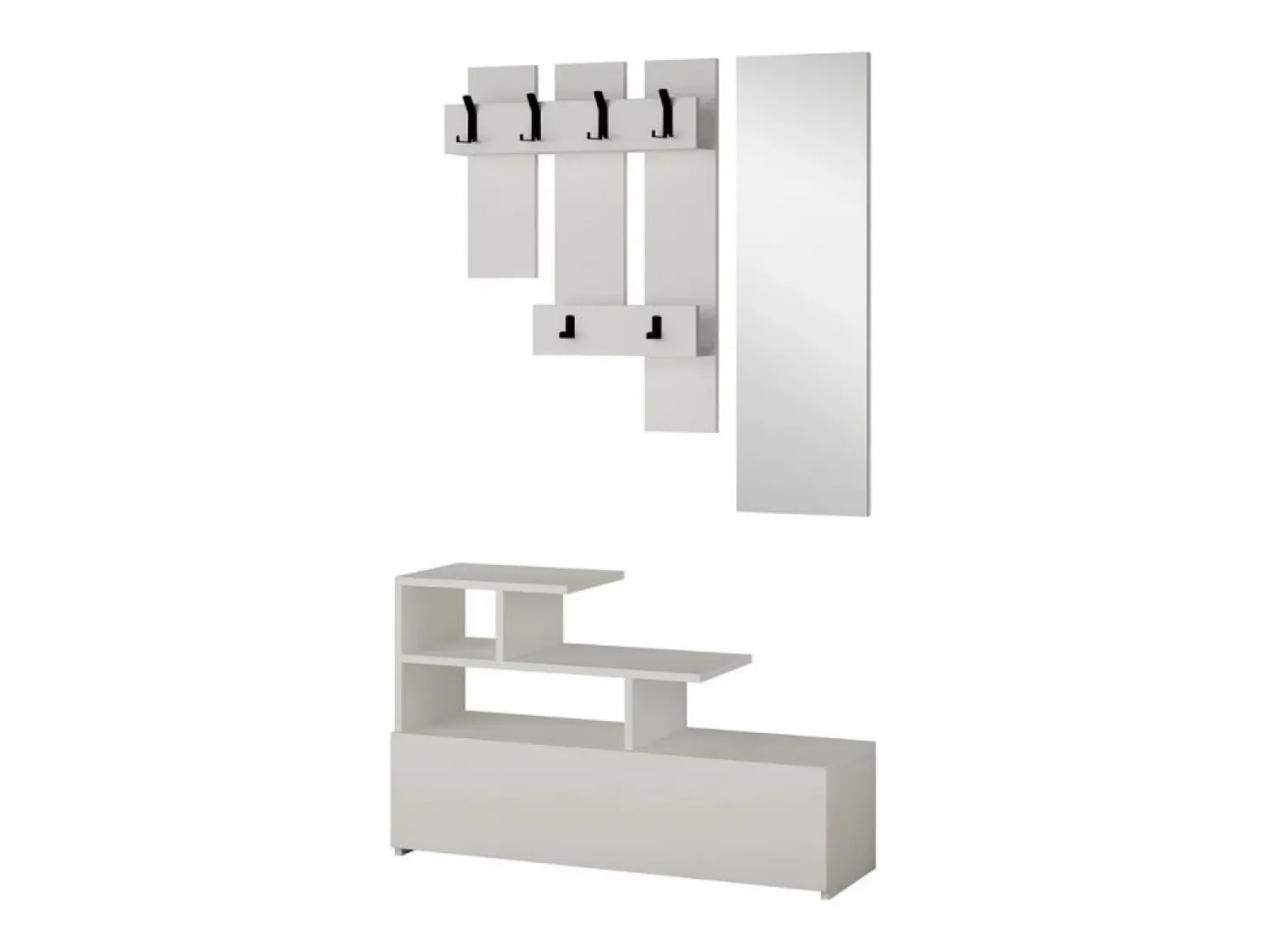 Clearance Mueble recibidor efecto madera con perchero, almacenaje y espejo MESTY Armario De Entrada