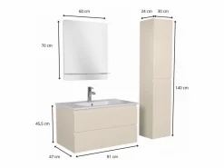 Best Mueble sencillo + grifería + espejo + columna SORRENTO Beige