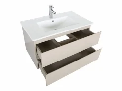 Best Mueble sencillo + grifería + espejo + columna SORRENTO Beige